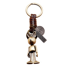 Modern Unisex Keyring With Rabbit Charm And Leather Accent