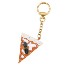 Unique 3D Pizza Charm Keyring Crafted With Oil Leather Ideal For