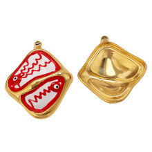 2 stuks antiek geïnspireerde metalen oogvormige hangers,-Rood