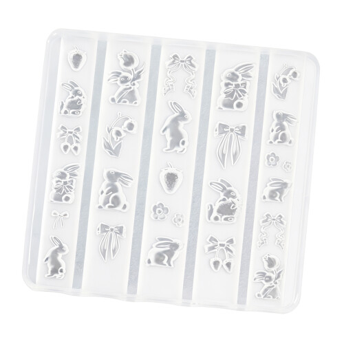 DIY 3D Embossed Nail Art Kit With Rabbit Strawberry Patterns