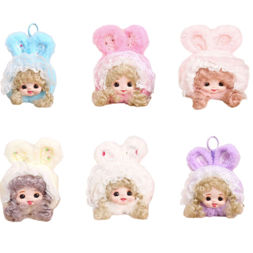 Adorable Rabbit Ears Keyring Colorful Cloth Toy Accessory-White 1