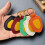 Elegant PU Leather Shield Key Chain Backpack Decoration-Claret. 3