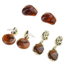 Boucles d'oreilles en alliage de couleur-Ensemble de 3 pièces