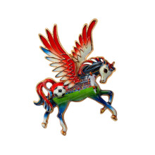 Sparkling Flying Horse Brooch Enamel Animal Shaped Pin-red blue