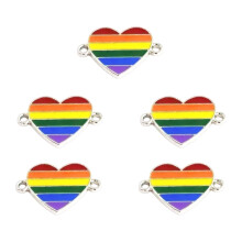 Double Connection Alloy Pendant For-heart shape 5 pieces