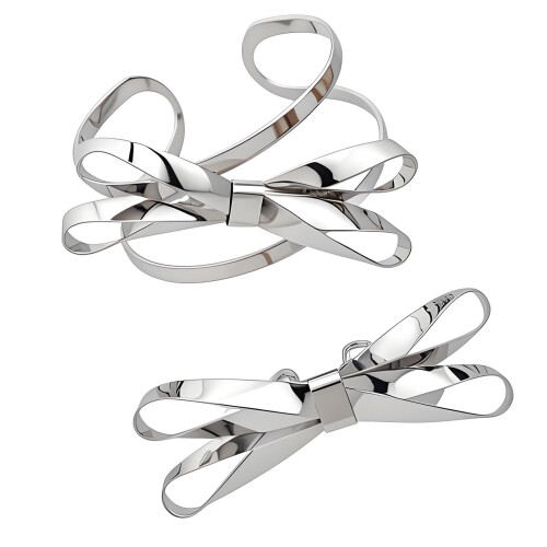 Stainless Steel Bowknot Design Ring Bracelet Combo-Silver