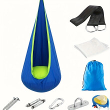 (Royal Blue) Heavy-Duty Hanging Hammock Chair with Inflatable Pillow & Pocket - 176 Lbs Capacity, 4-Color Options