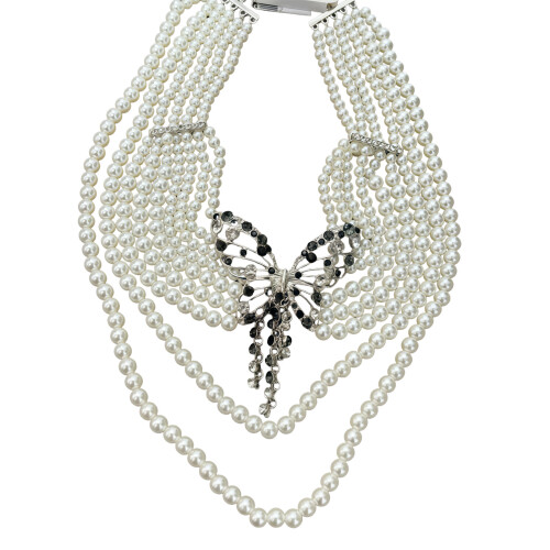 Parels en legering ketting met ingewikkelde-Lang