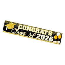 Grote afstudeerfeestbanners Premium polyester stof-zwart goud