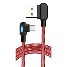 Schuine type C-oplaadkabel met licht, snel opladen-0,2 m Rood