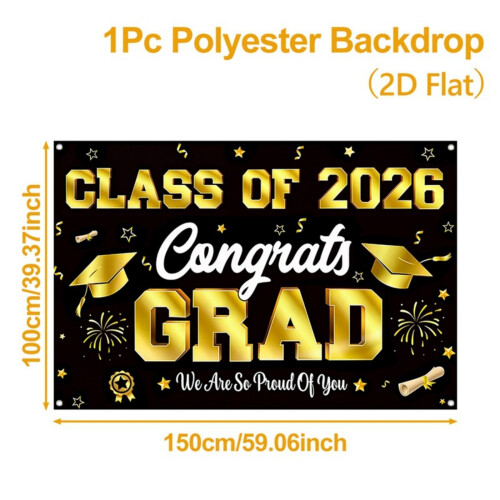 Premium Polyester Graduation Backdrop For 2026 Party Photo And 2