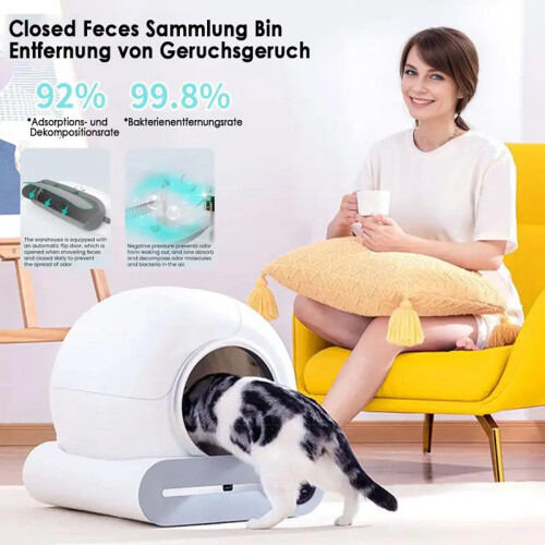 Smart Automatic Cat Litter Box, Self-Cleaning & Deodorizing, APP Control, Multi-Safe Protection, Fits Most Cat Litter 2