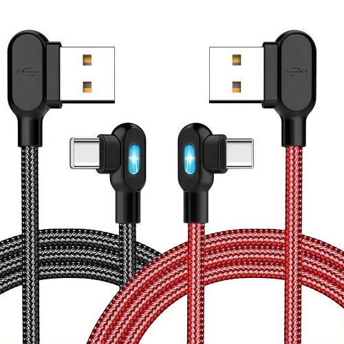 Flexible 90 Degree USB C Cable For Gaming And Charging-0.2m Red 2