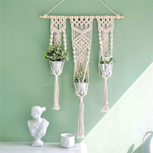 Διακόσμηση Σπιτιού Boho, Κρεμάστρα Φυτών Μακραμέ Υψηλής Ποιότητας για Εσωτερική