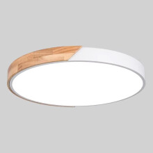 Moderne, dimmbare LED-Einbauleuchte aus Acryl und Holz für Schlafzimmer, Wohnzimmer oder Büro, 40 cm, weiß