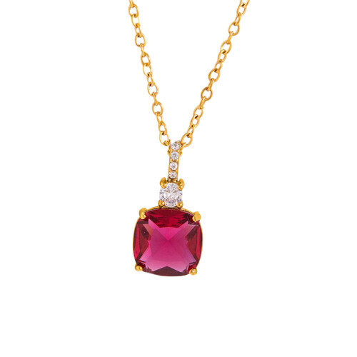 Collier pendentif carré élégant avec cristaux-DN0312228RD