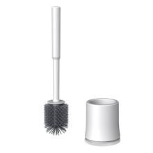 Reinigungslösung für erhöhte Badezimmer, WC-Bürste und Halter-Set, Silikon-WC-Bürste, für den Waschbeckenbereich im Badezimmer (Beige)