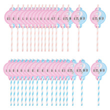 32Stk Gender Reveal Party Trinkhalme Papier Mehrfarbig Babysparty