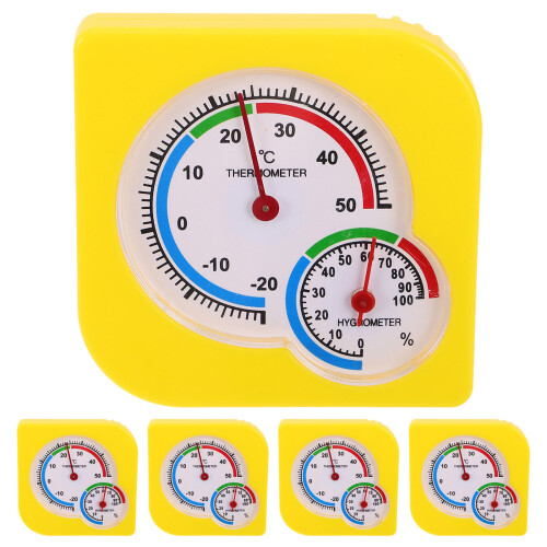 5Pièces Hygromètres Analogiques Jaunes Compacts Pour Usage