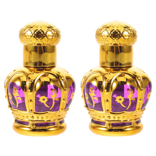 2Pièces Flacons Mini Roll-on Verre Décoré Or Pour Parfumées