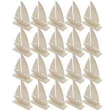 20Pcs Beige Unfinished Wooden Sailboat Ornaments for DIY Projects