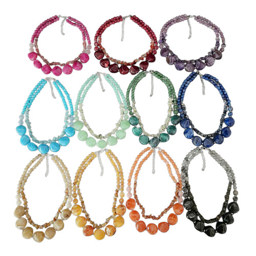 Trendy Two Layer Statement Necklace Portable-emerald green 1