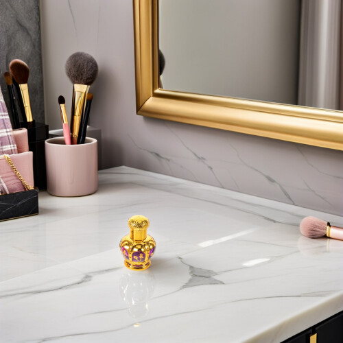2Pièces Flacons Mini Roll-on Verre Décoré Or Pour Parfumées 2