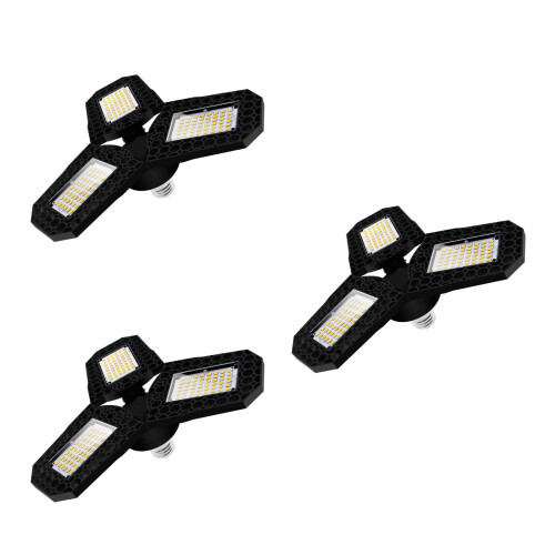 3Stk Langlebige LED Deckenleuchte Garage Klappbar Mehrfarbig 2