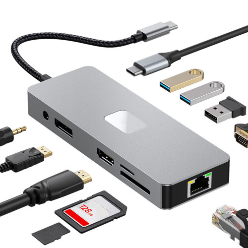 Station d'accueil USB C 11 en 1 avec sortie vidéo numérique, 2