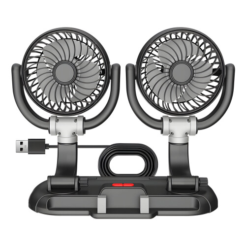 Twin Head Windshield Fan With Phone Support everywhere Motion