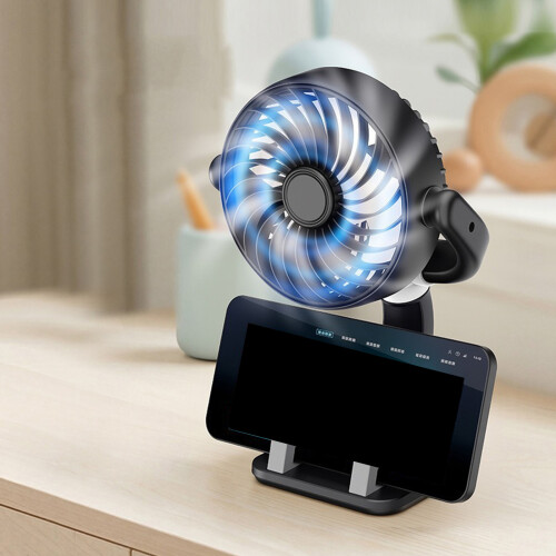 5V USB Powered Car Fan with Phone Holder and Adjustable Level-1 2