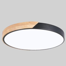 Plafonnier encastré moderne à LED dimmable en acrylique et bois pour chambre, salon, bureau, 23 cm, noir