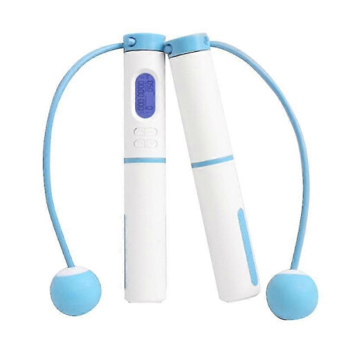 (Blue White) Jump Rope Electronic Counting Skipping Rope Count Function Cordless Long Rope