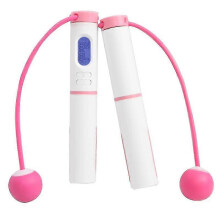 (Pink White) Jump Rope Electronic Counting Skipping Rope Count Function Cordless Long Rope