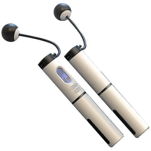 (Black White) Jump Rope Electronic Counting Skipping Rope Count Function Cordless Long Rope 2