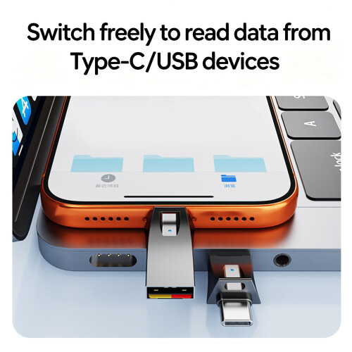 Double Port Type C And USB A Card Reader For TF-black gray 2