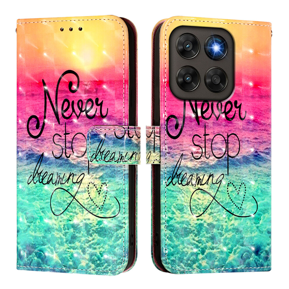 (Never Stop Dreaming) Phone Cover For Motorola Moto G77 5G / Motorola Moto G67 5G Leather Case Pattern Printing Wallet Sta 6914297257211