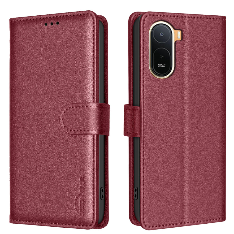 (Red) Phone Cover For Xiaomi Mi A7 Pro 4G (171.56Mm) Bf32 Leather Case Wallet Rfid Blocking Phone Cover Red 6914298786307