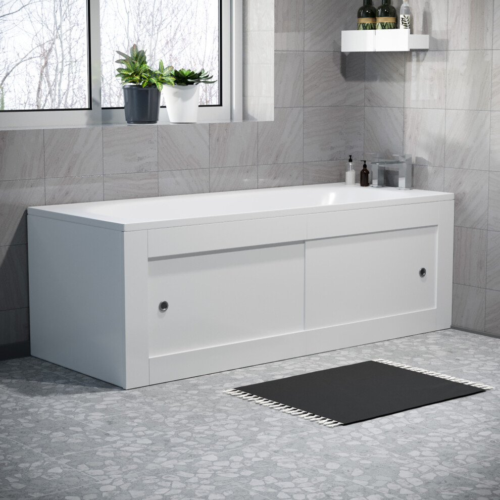 Nes Home White Pvc 1700Mm 2 Sliding Doors Bath Front Panel, End Panel & Plinth