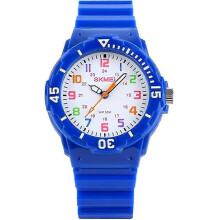 Kids Wristwatch Boys Analog Quartz 50m Water Resistance Watch Plastic And Rubber Rotating Band Color Dial Fashion Wristwatches for Girls(blue