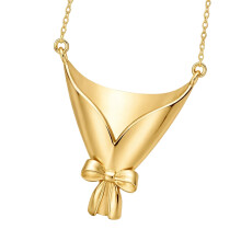 Unique Handcrafted Floral Necklace With Small Glass Vase-Gold 1