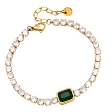 Trendy Minimalist Zircon Bracelet Stainless Steel-JDB0304015GN