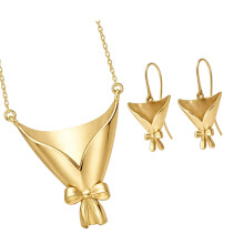 Collier Floral avec petit Vase pendentif pour fleurs-Or 3