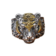 Bague tête de tigre Vintage, bande ouverte réglable,-Couleur or