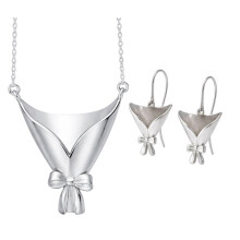 Ensemble de collier de fleurs personnalisé avec-Argent 3