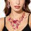 Ensemble collier et boucles d'oreilles floraux-Rose rouge 3