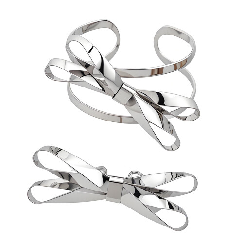 Contemporary Bowknot Inspired Jewelry Set Adjustable-Silver