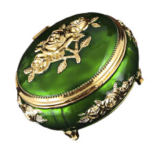 Boîte à bijoux ornementale en alliage robuste dotée-Vert doré