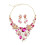 Ensemble collier et boucles d'oreilles floraux-Rose rouge 1