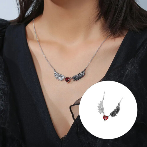 Collier pendentif aile gothique noir élégant, pour cadeau de 1